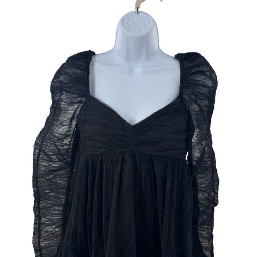 Moon River NEW Black Tulle Long Sleeve Sweetheart Party Mini Dress Size M - Picture 5 of 10